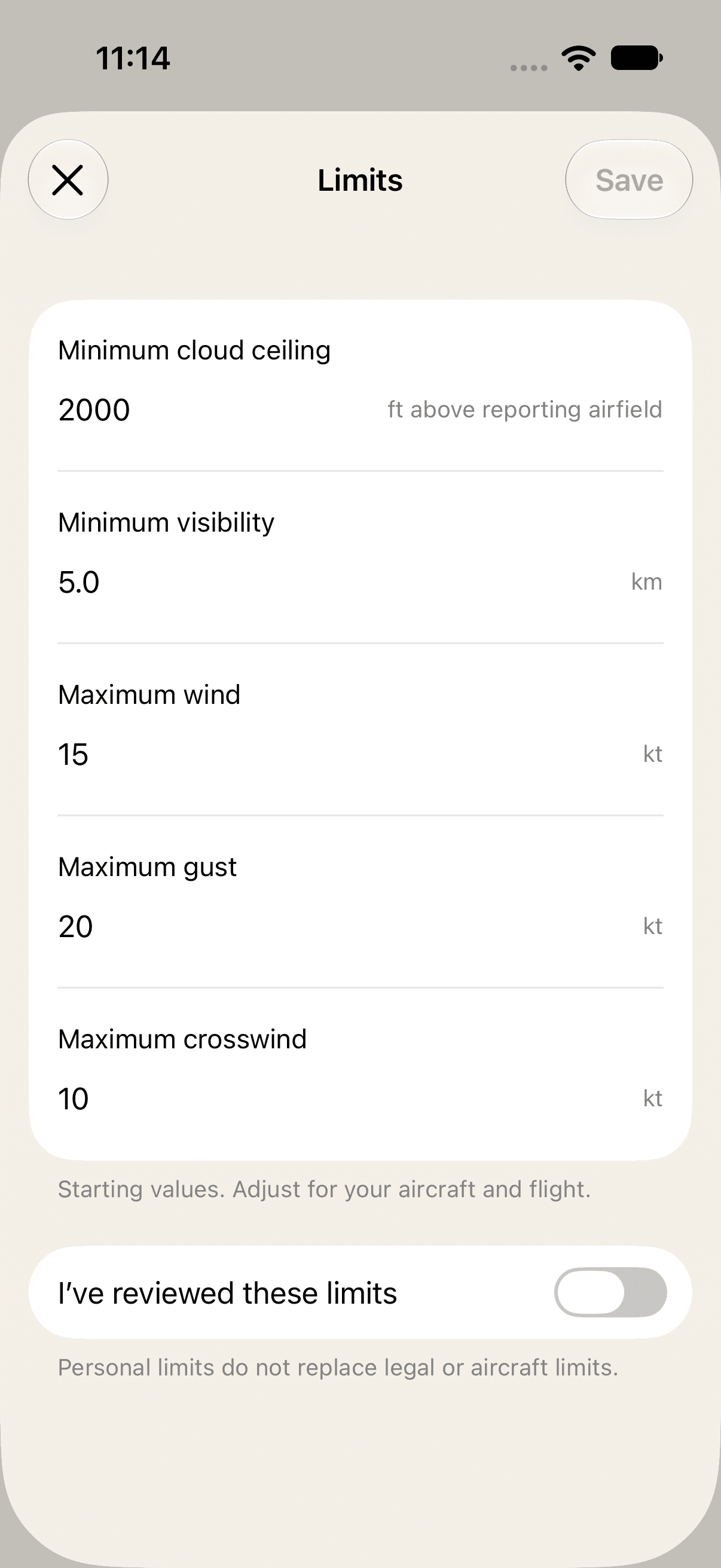 Threshold: your weather limits